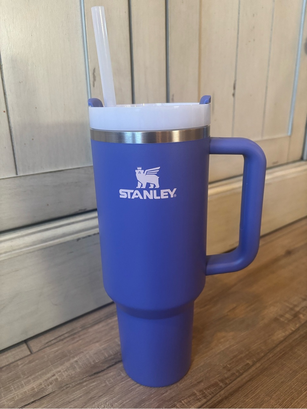 Like New 40oz Stanley Purple Travel Mug with Handle and Straw